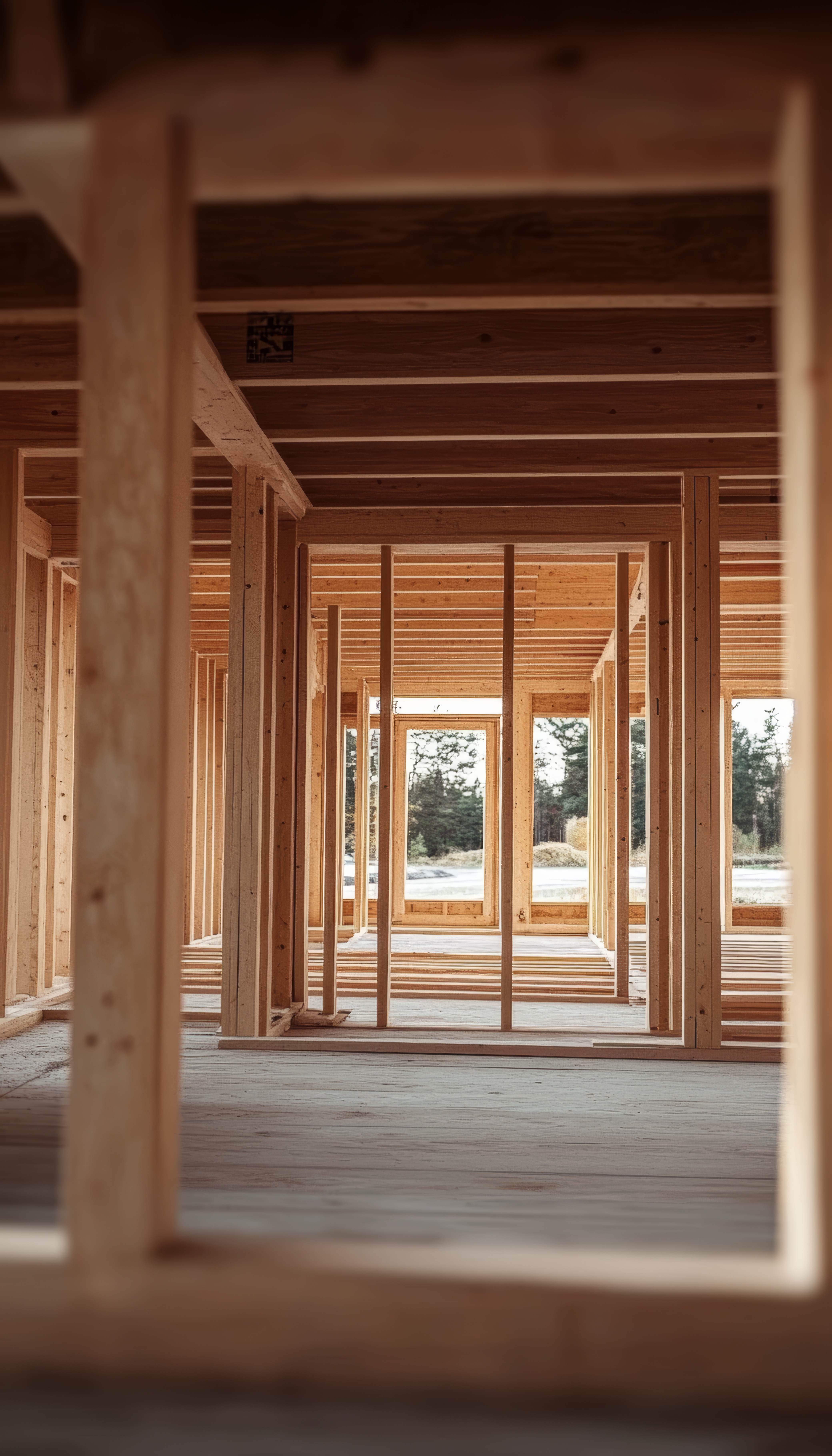 Cedar Ridge custom home framing — aerial view